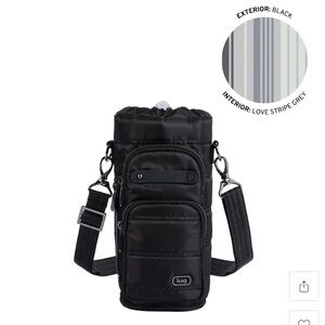 Lug Huggie Wide Crossbody Bottle Holder w/Charm Bar NWT Black